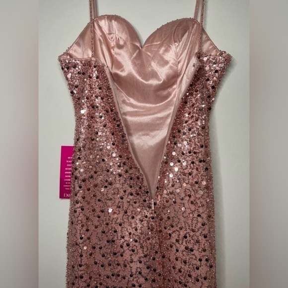 GB Social Rose Gold Sequin Mini Dress Junior Size 1 Homecoming Prom Cocktail - Picture 7 of 10